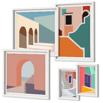 Set 5 slika u okviru Šarene ilustracije zgrada