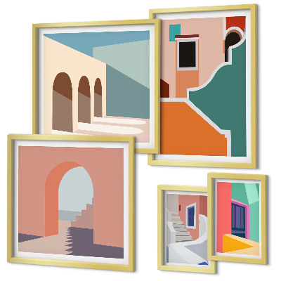 Set 5 slika u okviru Šarene ilustracije zgrada
