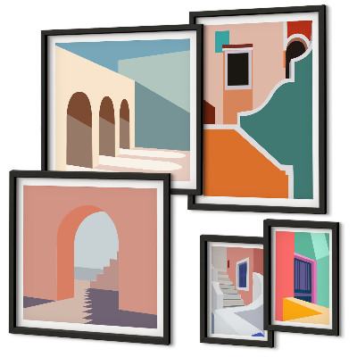 Set 5 slika u okviru Šarene ilustracije zgrada