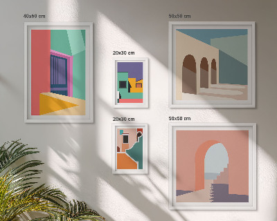 Set slika iznad kauča Šarene ilustracije grada