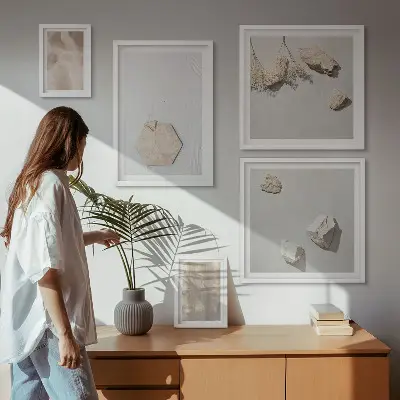 Poliptih u okviru suptilne prirodne boho teksture