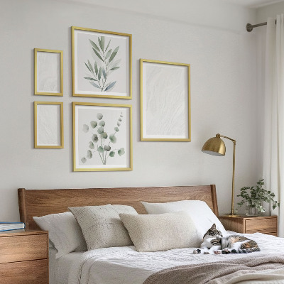 Set slika iznad kauča Elegantna struktura od mramornih grančica