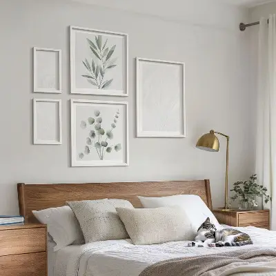 Set slika iznad kauča Elegantna struktura od mramornih grančica