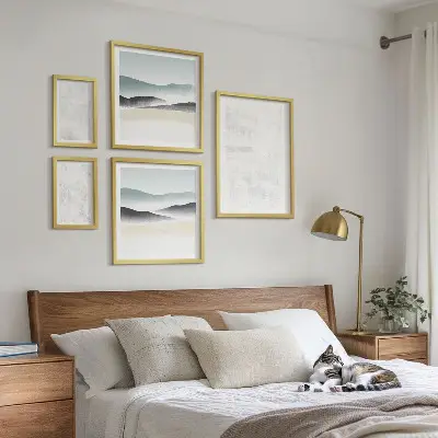Apstraktna pozadina s bijelim mrljama set od 5 slika u okviru