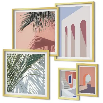 Ilustracije gradske arhitekture set slika iznad kauča