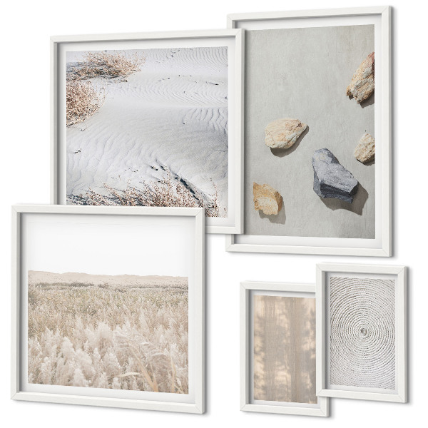 Set 5 slika u okviru Prirodne teksture u boho stilu