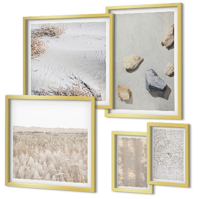 Set 5 slika u okviru Prirodne teksture u boho stilu
