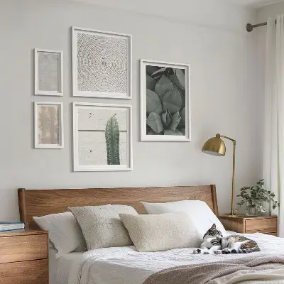Set slika iznad kauča ljetne teksture s tropskim motivima