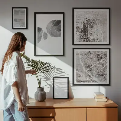 Apstraktni moderni oblici set slika iznad kauča