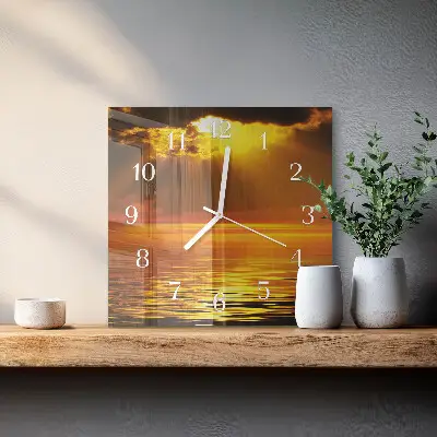Stakleni četvrtasti sat Zalazak sunca