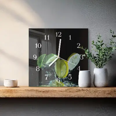 Stakleni četvrtasti sat Limun i limeta