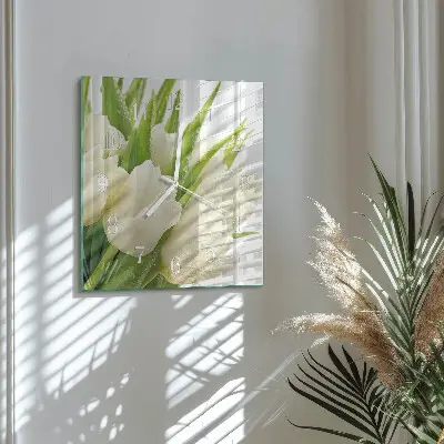 Stakleni četvrtasti sat Tulipani