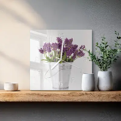 Stakleni četvrtasti sat Lavanda