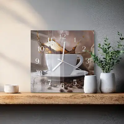 Stakleni četvrtasti sat Kava