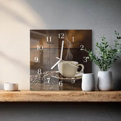 Stakleni četvrtasti sat Kava