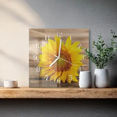 Stakleni četvrtasti sat Suncokret