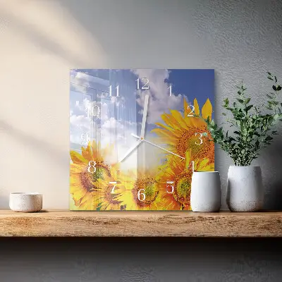 Stakleni četvrtasti sat Suncokreti