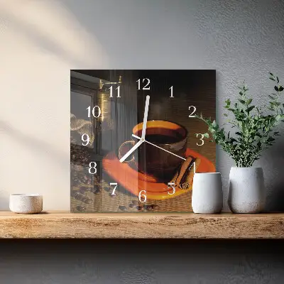 Stakleni četvrtasti sat Kava