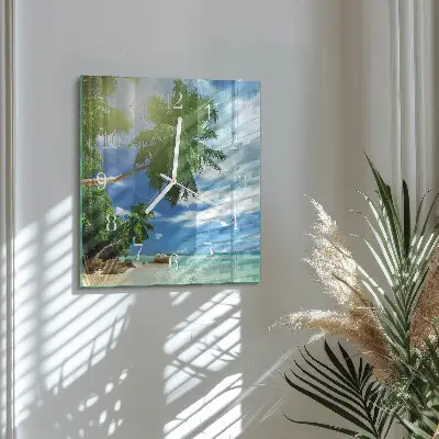 Stakleni četvrtasti sat Otok Palm