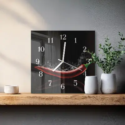 Stakleni četvrtasti sat Čili papričice