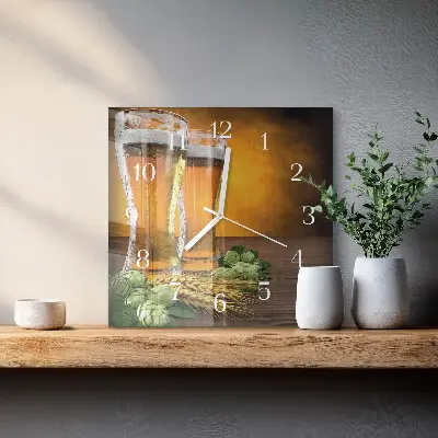 Stakleni četvrtasti sat Čaše piva