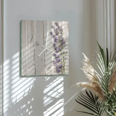 Stakleni četvrtasti sat Lavanda