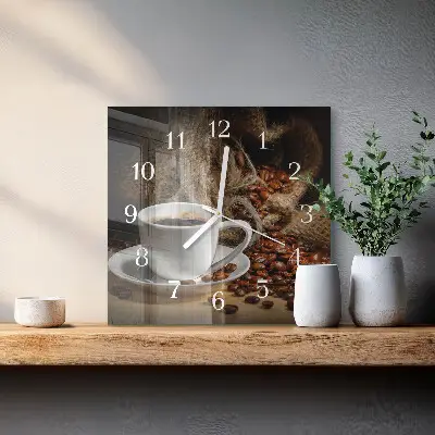 Stakleni četvrtasti sat Kava