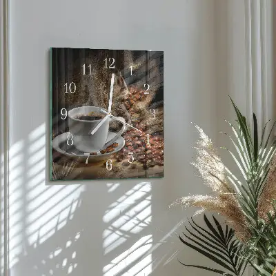 Stakleni četvrtasti sat Kava