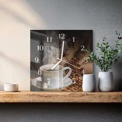 Stakleni četvrtasti sat Kava