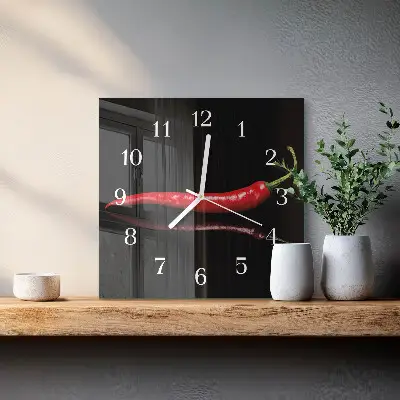 Stakleni četvrtasti sat Čili papričica