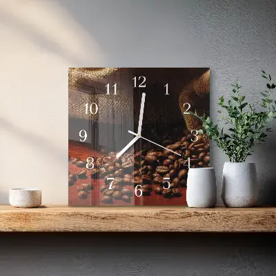 Stakleni četvrtasti sat Zrna kave