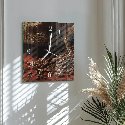 Stakleni četvrtasti sat Zrna kave