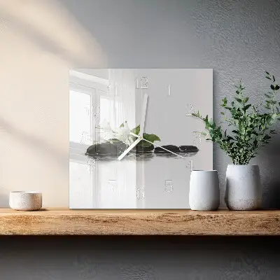 Stakleni četvrtasti sat Zen kamenje