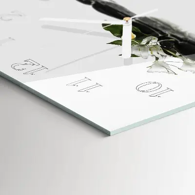 Stakleni četvrtasti sat Zen kamenje