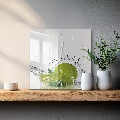 Stakleni četvrtasti sat Voda s limetom