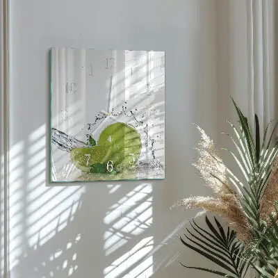 Stakleni četvrtasti sat Voda s limetom
