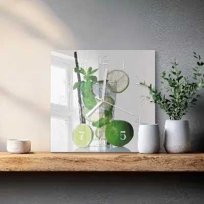 Stakleni četvrtasti sat Limeta i menta