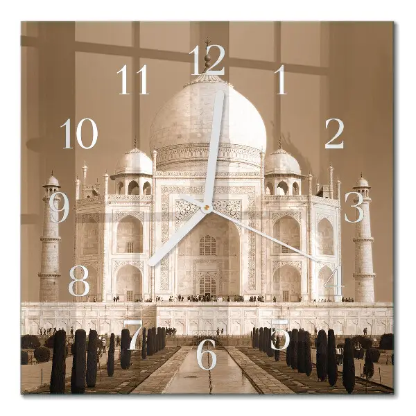 Stakleni četvrtasti sat Taj Mahal u sepiji