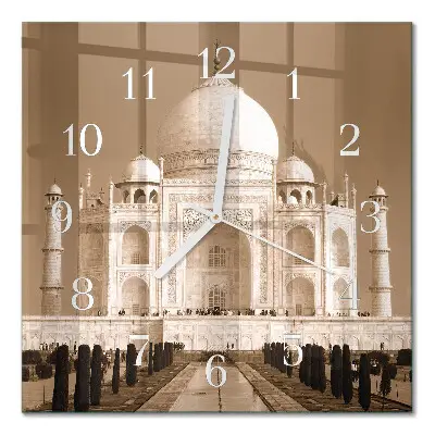 Stakleni četvrtasti sat Taj Mahal u sepiji