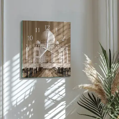 Stakleni četvrtasti sat Taj Mahal u sepiji