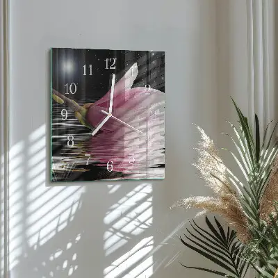 Stakleni četvrtasti sat Cvijet magnolije