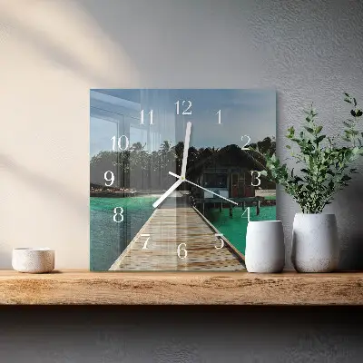 Stakleni četvrtasti sat Morske palme