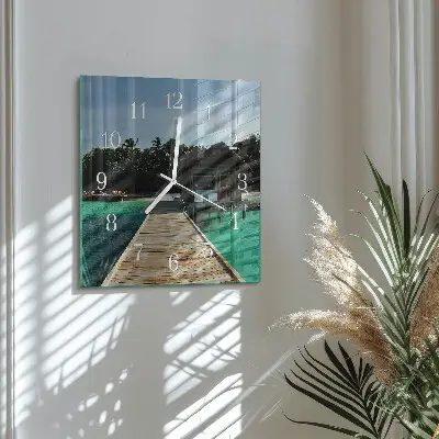 Stakleni četvrtasti sat Morske palme