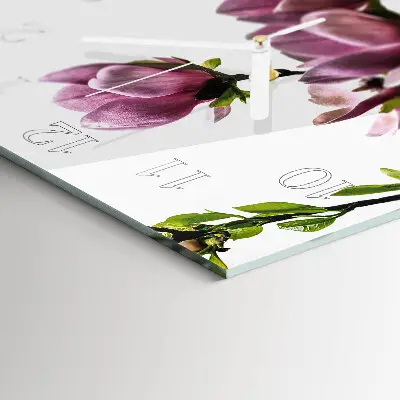 Stakleni četvrtasti sat Cvijet magnolije