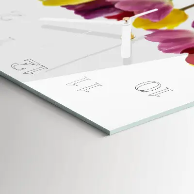 Stakleni četvrtasti sat Šareni tulipani