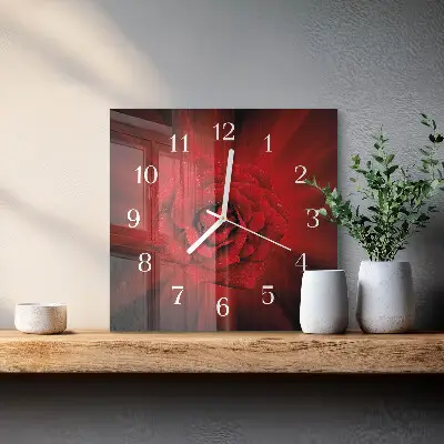 Stakleni četvrtasti sat Ruža