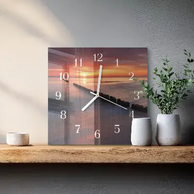 Stakleni četvrtasti sat Sunce mora