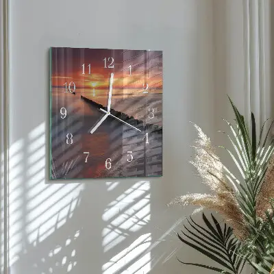 Stakleni četvrtasti sat Sunce mora
