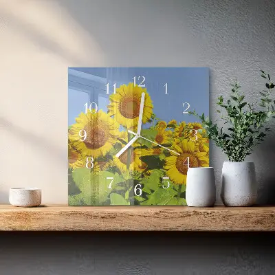 Stakleni četvrtasti sat Suncokreti