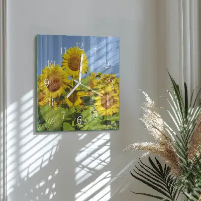 Stakleni četvrtasti sat Suncokreti